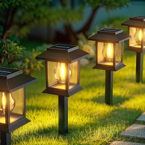 6 Pack Solar Lights Outdoor Garden, Waterproof Garden Pathway Stake Lights
