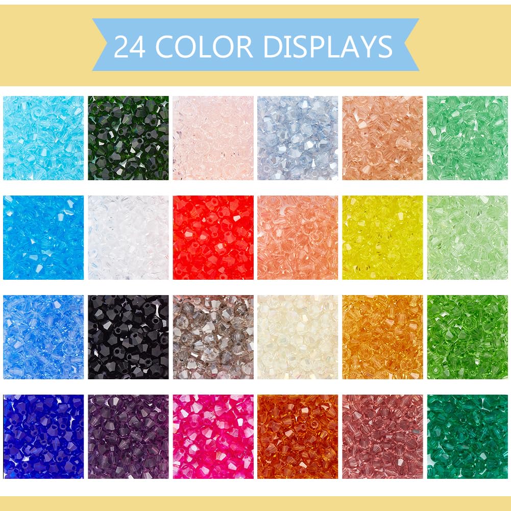 Perles En Cristal à Facettes - 2160 Pièces - 24 Couleurs Arc-en-ciel - Pour Création Bijoux DIY Et Décoration
