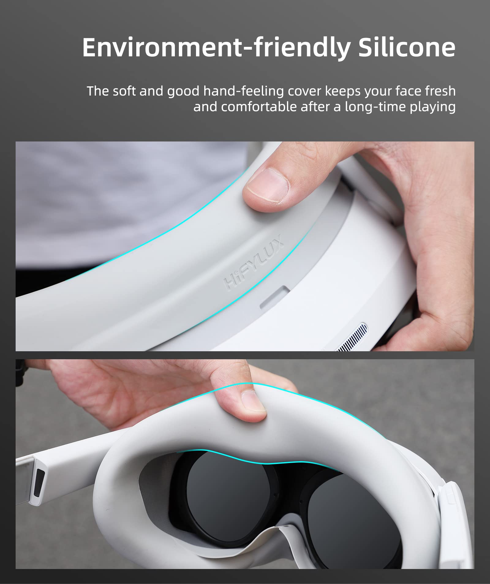 Cover Protector Facial para PICO 4 VR Casco de Realidad Virtual Accesorios Cojín de Silicona Resistente al Sudor Cubierta Luz Blanca