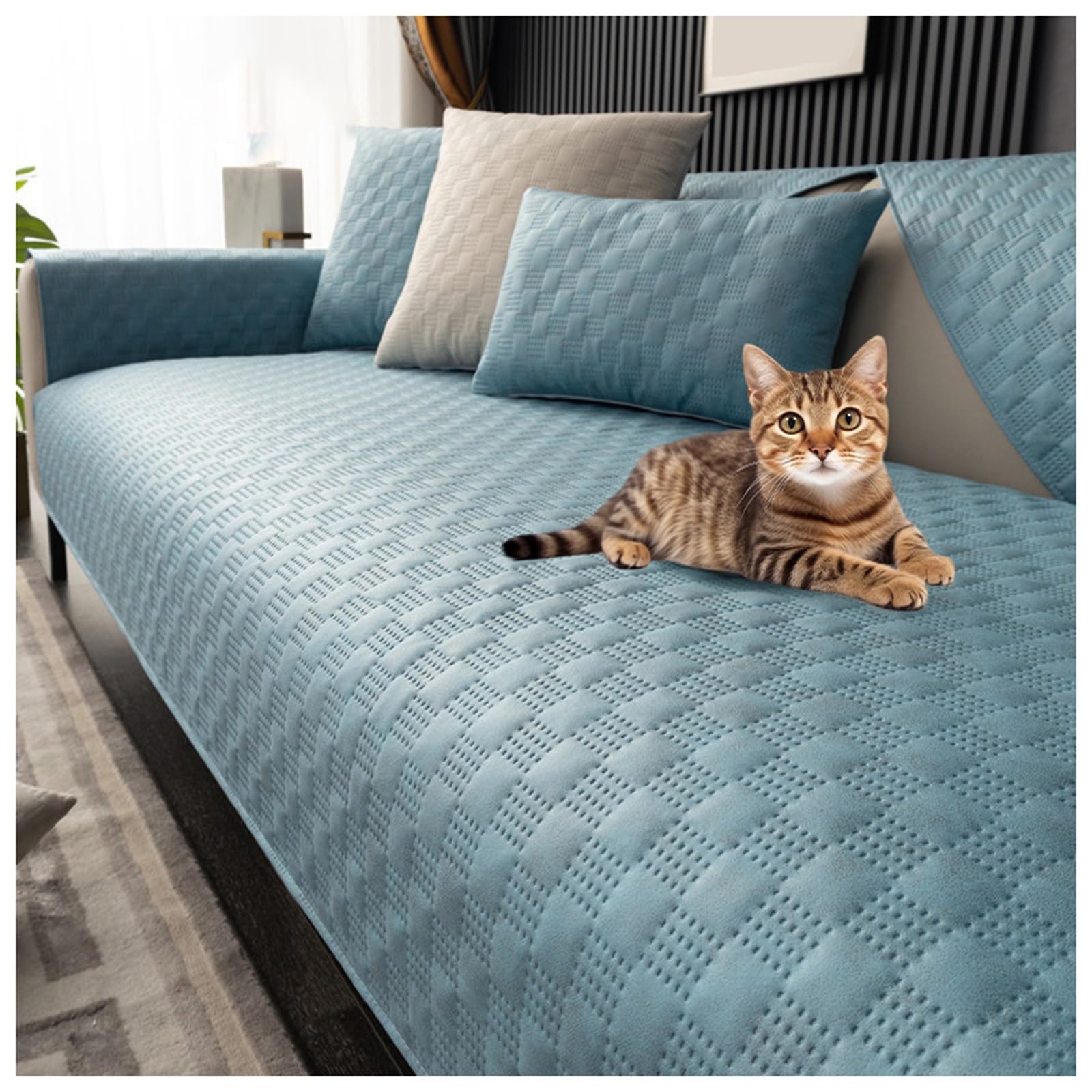 Housse de canapé imperméable en similicuir bleu ciel 90x120 cm pour animaux