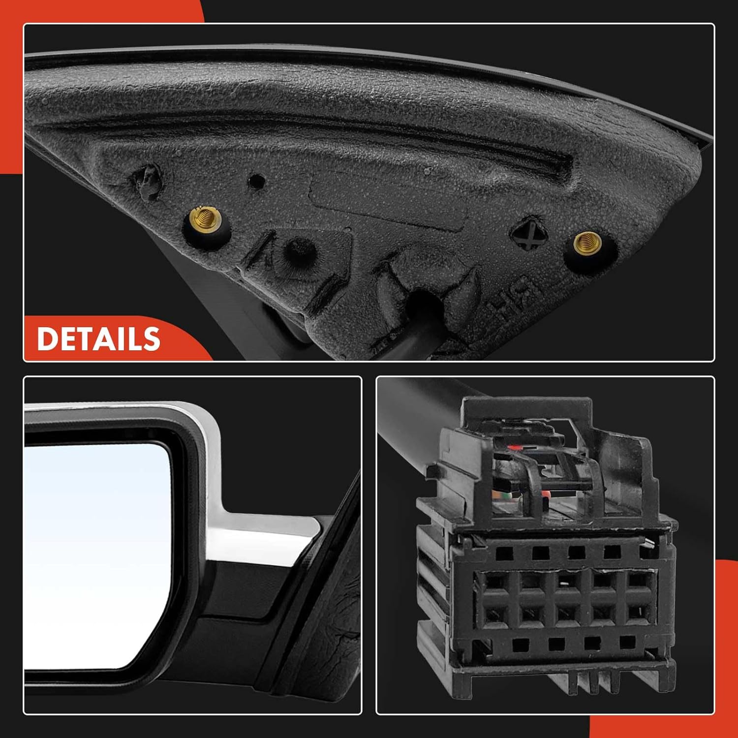 A-Premium Driver Side Power Door Mirror - Compatible with Chevrolet Equinox & GMC Terrain, 2015-2017 - Heated Manual Folding Chrome Outside Rear View Mirror - Replace# 23467320