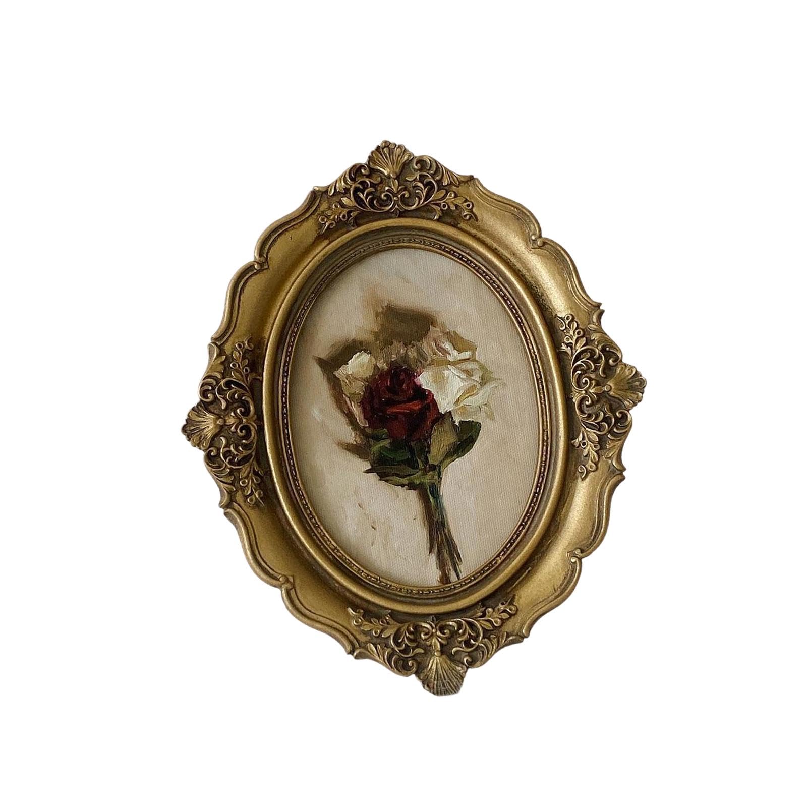 Cadre photo ovale en résine pour décoration de maison et bureau 7"