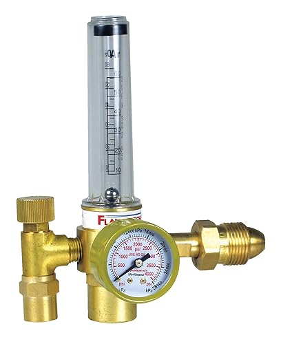 Flame Tech - Medidor de flujo para aplicaciones MIG y TIG, regulador y medidor de flujo en una unidad, ligero, medidor de doble escala, gas argón