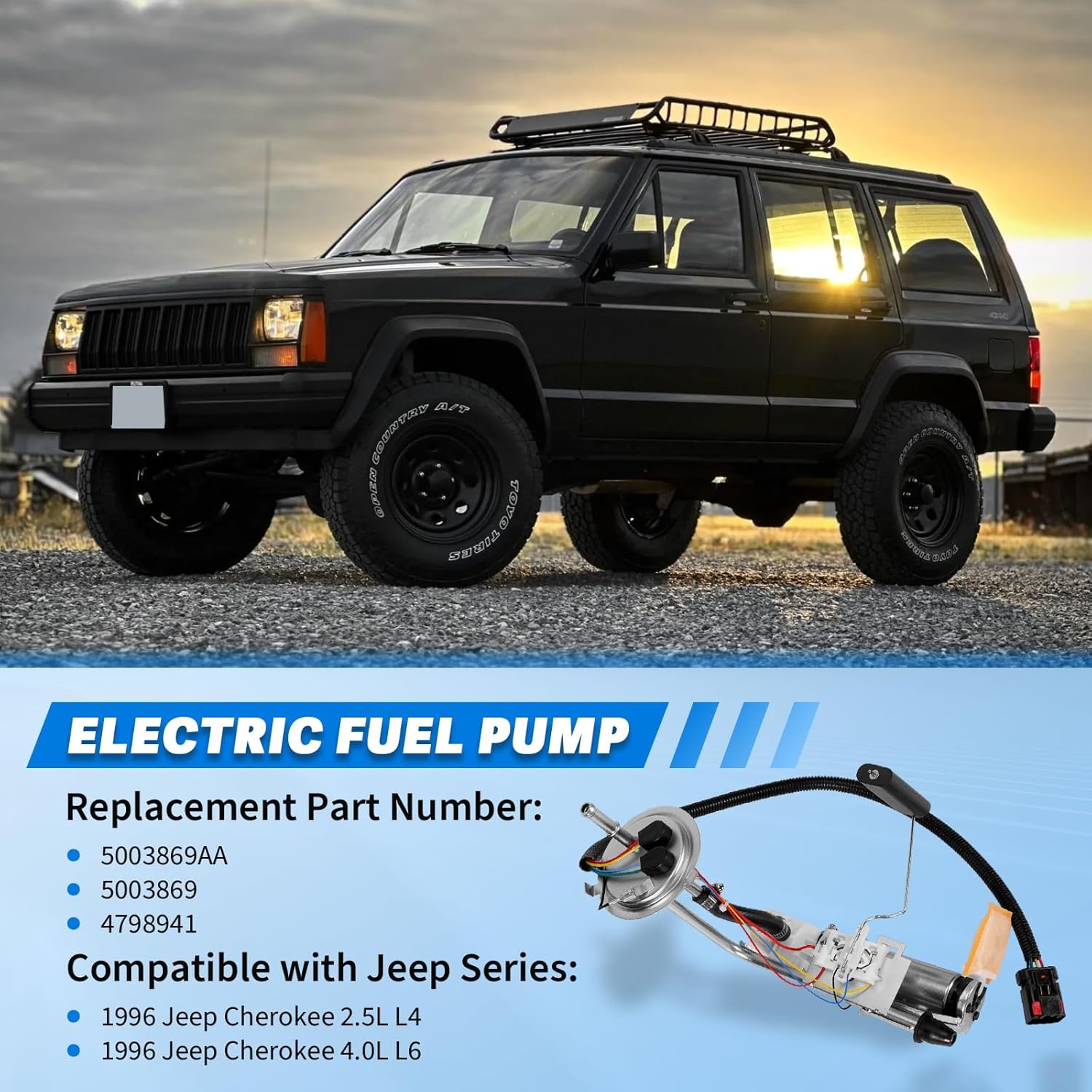 5003869AA Electric Fuel Pump Assembly Compatible with 1996 Jeep Cherokee 2.5L 4.0L,Replacement 5003869 4798941