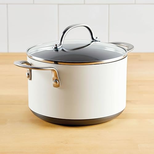 Miniatura 9 de Anolon Achieve - Cacerola antiadherente anodizada dura con tapa, 4 cuartos de galón, color crema