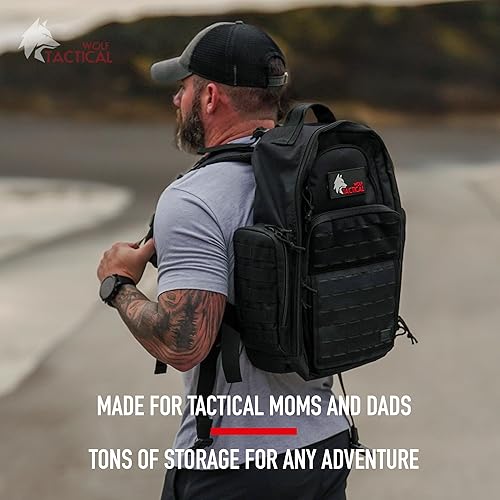 Miniatura 4 de WOLF TACTICAL Bolsa de pañales de inspiración militar - Mochila para pañales para papá con cambiador, bolsa de pañales para hombre para papá
