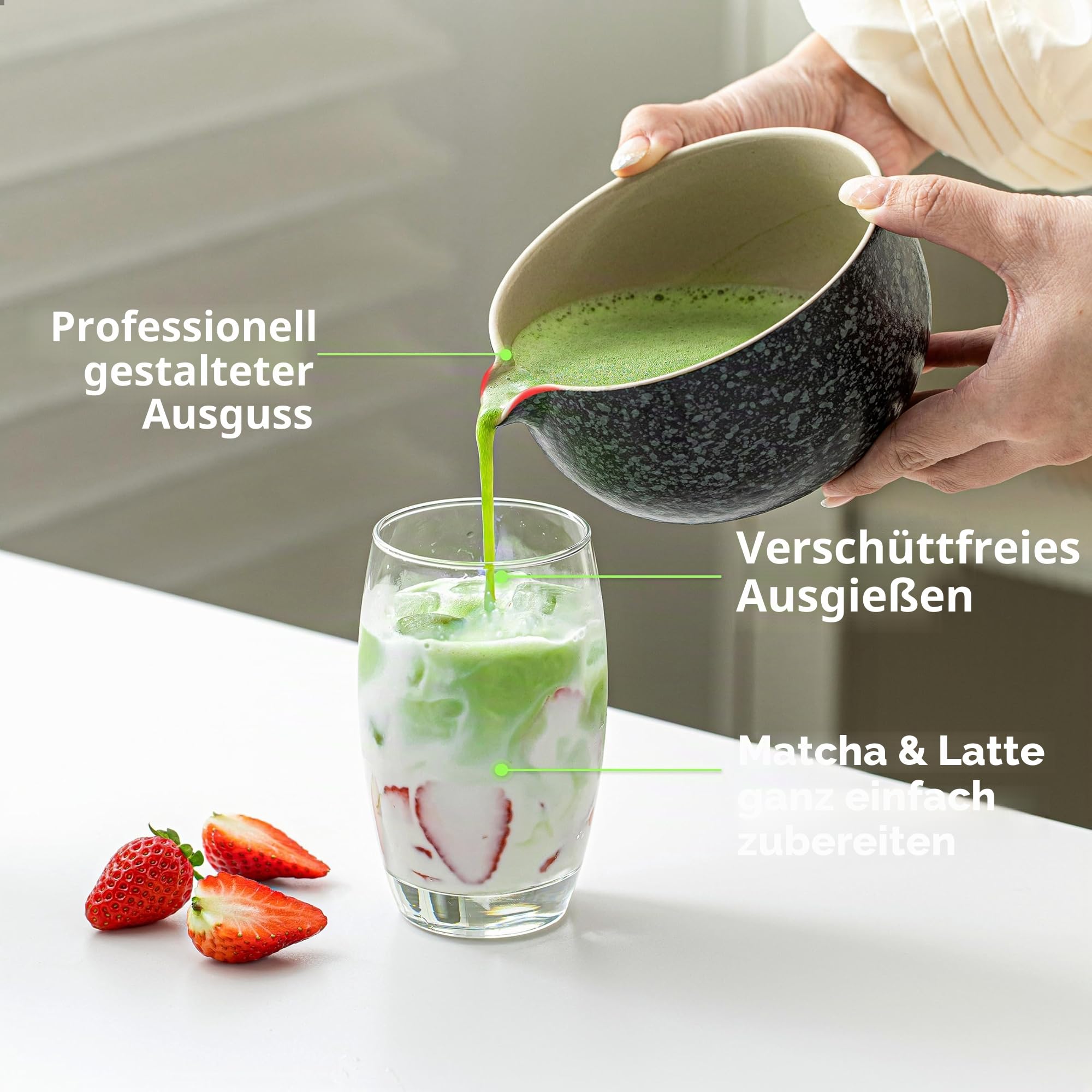 TEANAGOO Matcha-Set + 2 Tassen mit Aufbewahrungsbox, 12-teiliges Reise-Matcha-Teeset, Keramik-Matcha-Schüssel (530 ml), Matcha-Tasse (204 ml), Bambus-Schneebesen (Lifestyle-本立), Sieb, WS1,