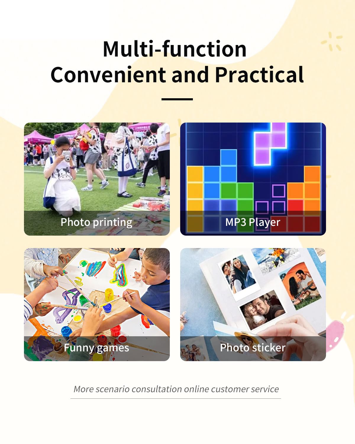 Impresora instantánea para niños, cámara con Pantalla LCD, Juegos, vídeo y Fotos, Incluye 3 Rollos de Papel fotográfico