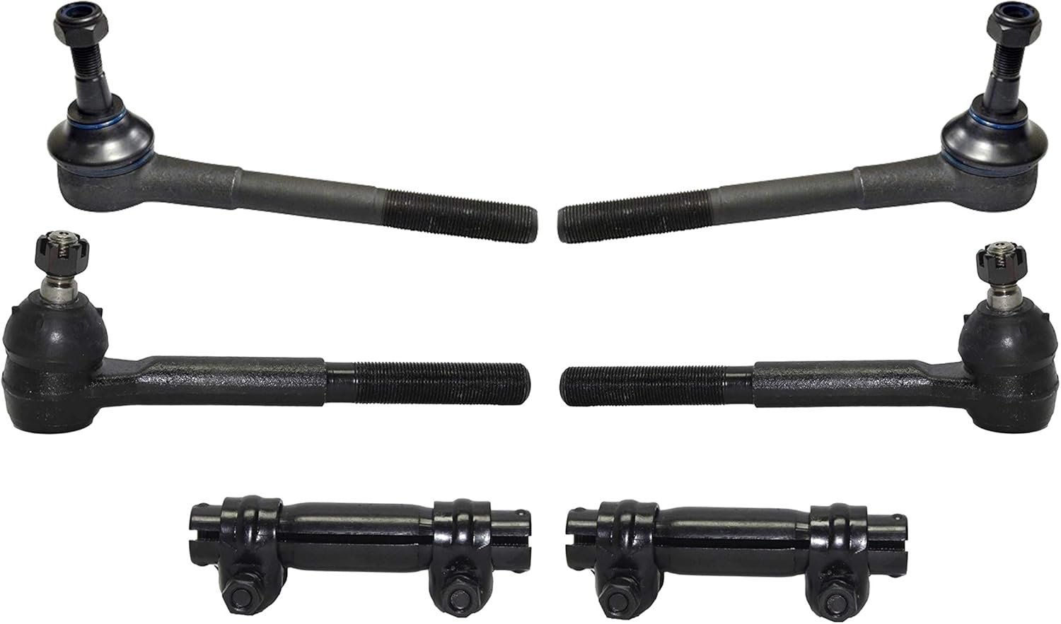 PartsW – 6 Pc Front Steering Kit Inner Outer Tie Rod Ends and Adjusting Sleeves Compatible with Chevrolet K1500 1998
