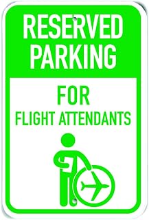 PKRP-0611-NP_12x18 "Resevered Parking for Flight Attendants" Plastic Sign, 12" x 18", Silhouette Flight Attendant Green