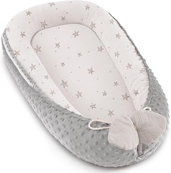 Bearmoss Baby Nest Pod for Newborn, Breathable & Soft Cotton Baby Lounger Infant Lounger, Babies Newborn Essentials Gifts for Baby Boys&Girls Home and TravelCream Star