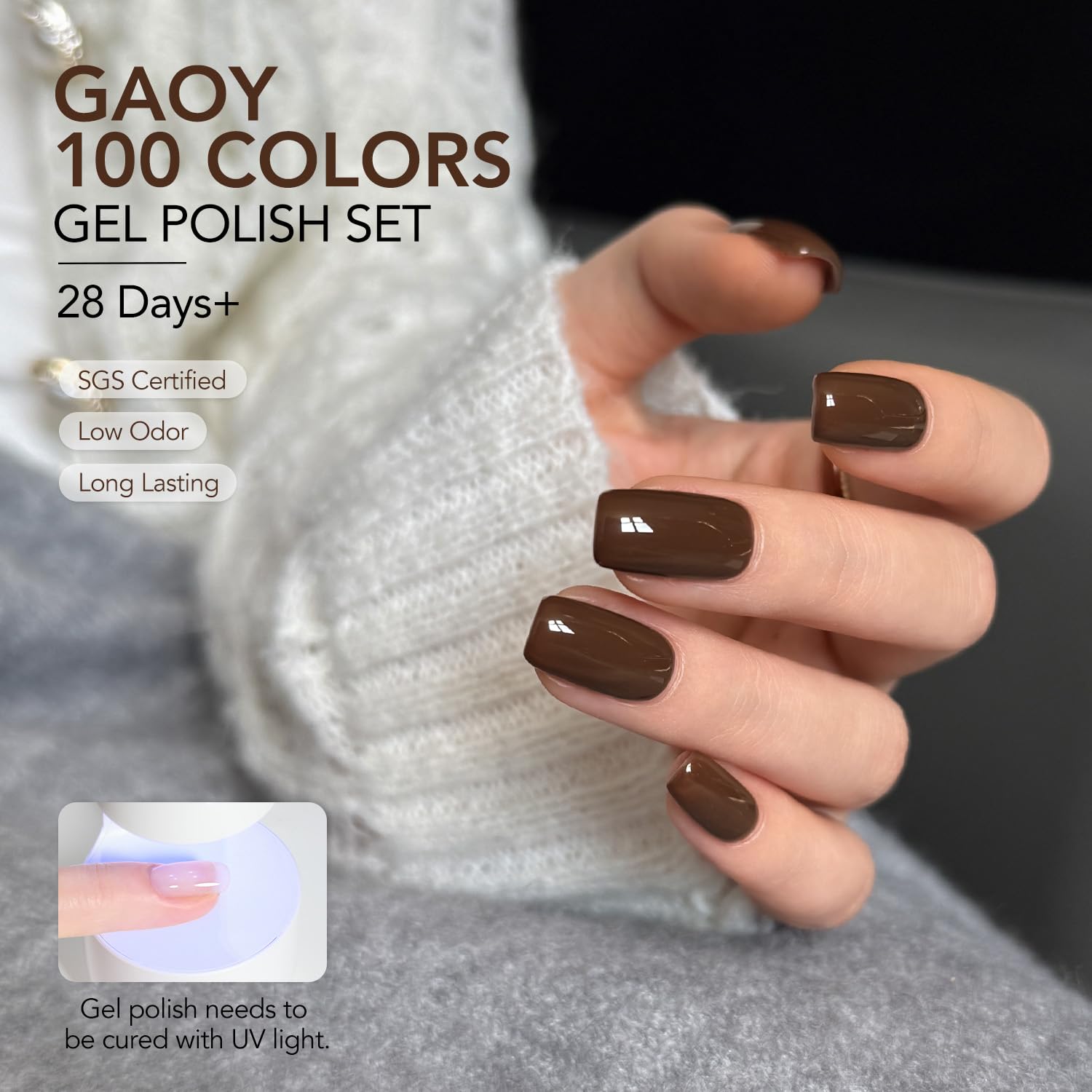 GAOY 108 Pcs Gel Nail Polish Set, 100 Colors All Season Gel Polish Kit Red Nude Black Hot Pink Neon Glitter with 8 Pcs Soak off Base Glossy Matte Top Coat & Builder for Nail Art DIY Manicure at Home