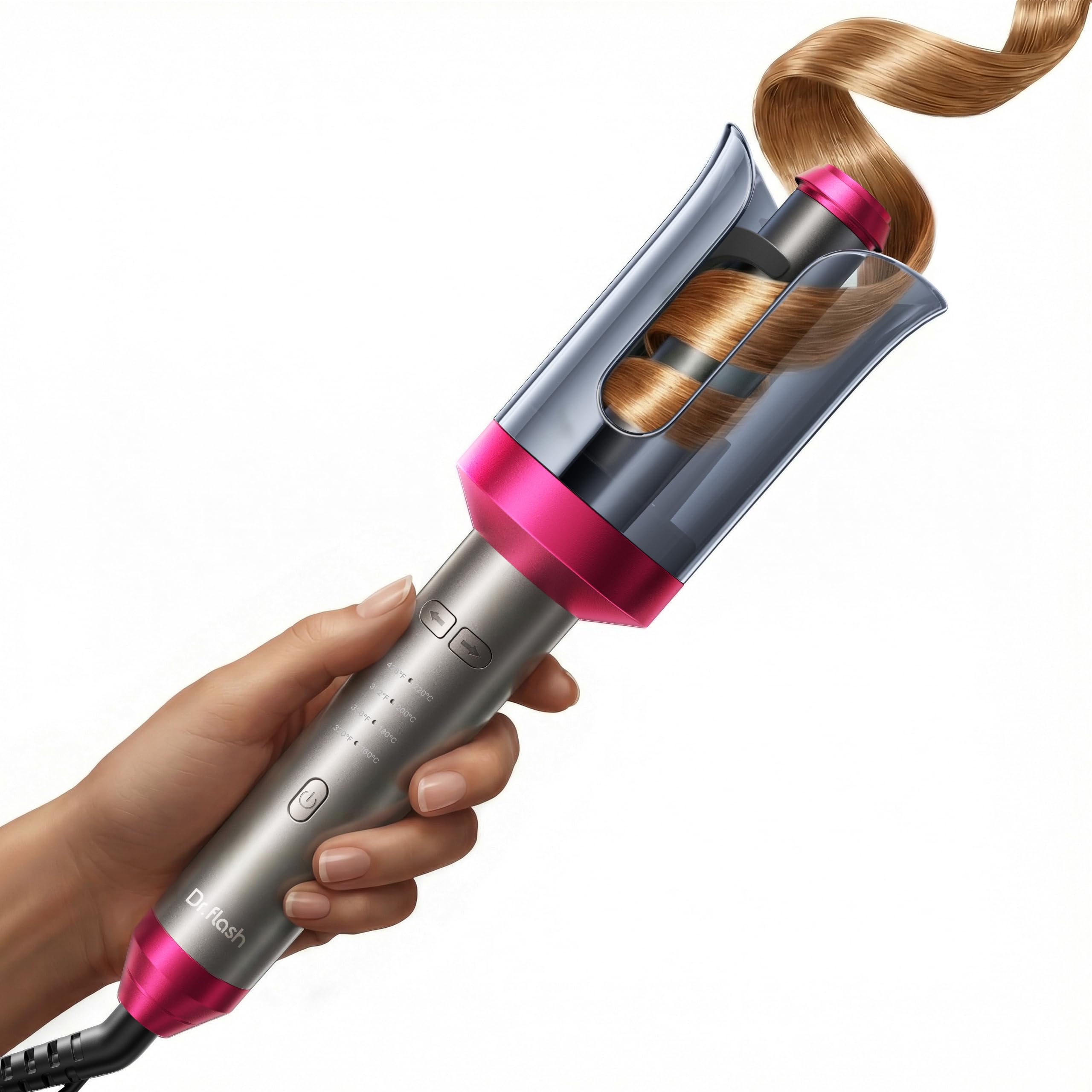 DRFLASH Automatic Curling Iron, 1 Inch Rotating Ceramic Wand, 30s Fast Heat