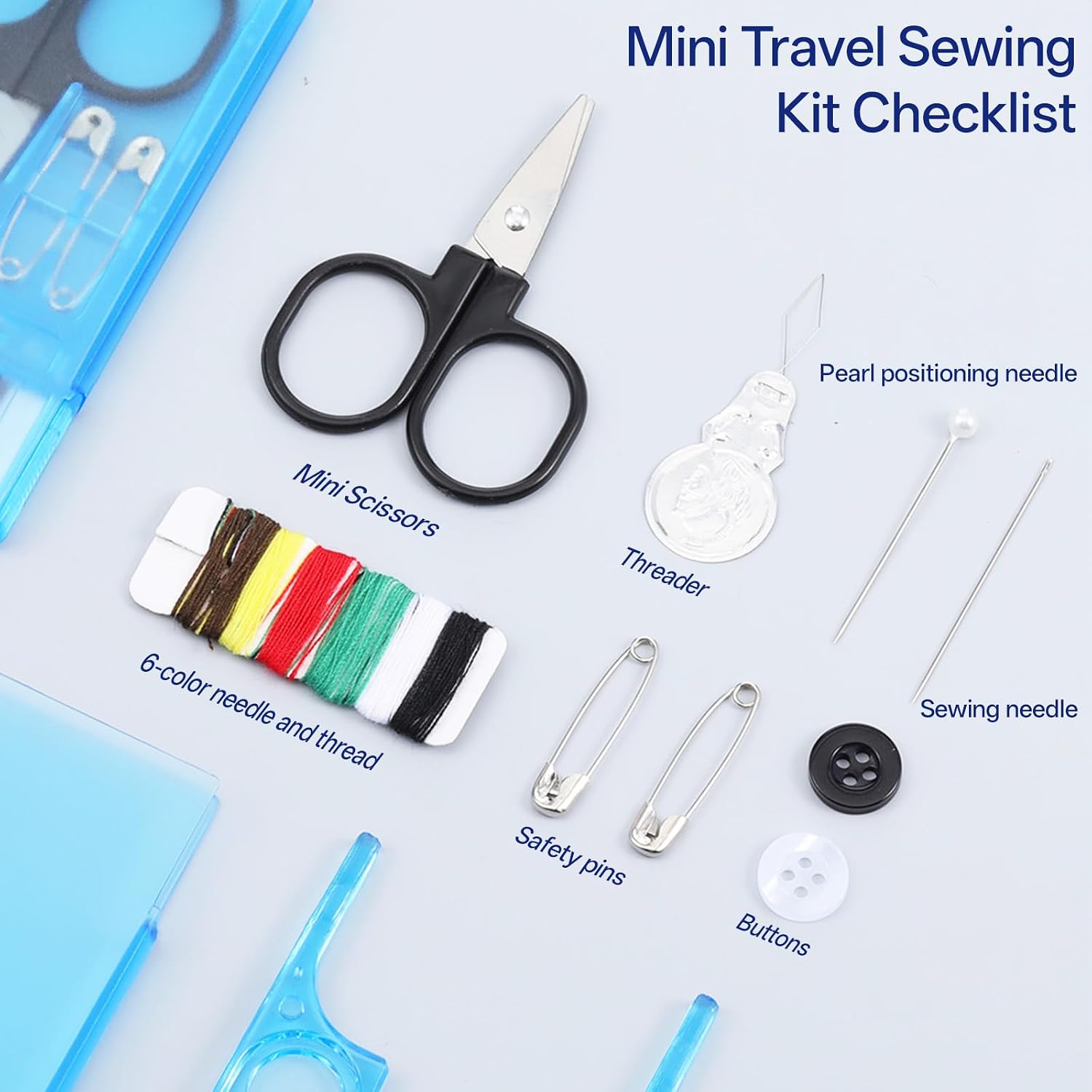 25 Boxes Mini Sewing Kit, Portable Quick Fix Travel Sewing Kit (Blue)