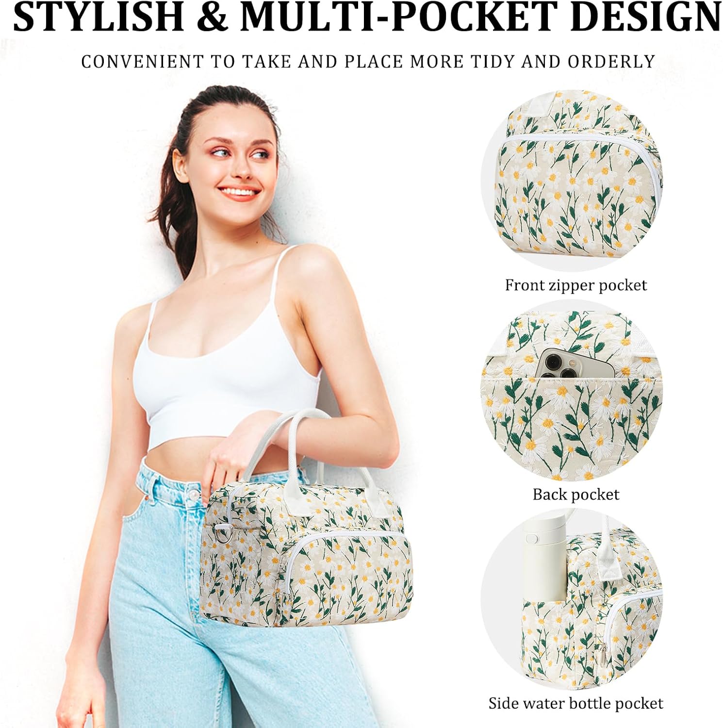 MEXS Insulated Lunch Bag for Women Men Large Reusable Lunch Box Adult Leakproof Portable Cooler Tote Bags for Work Picnic