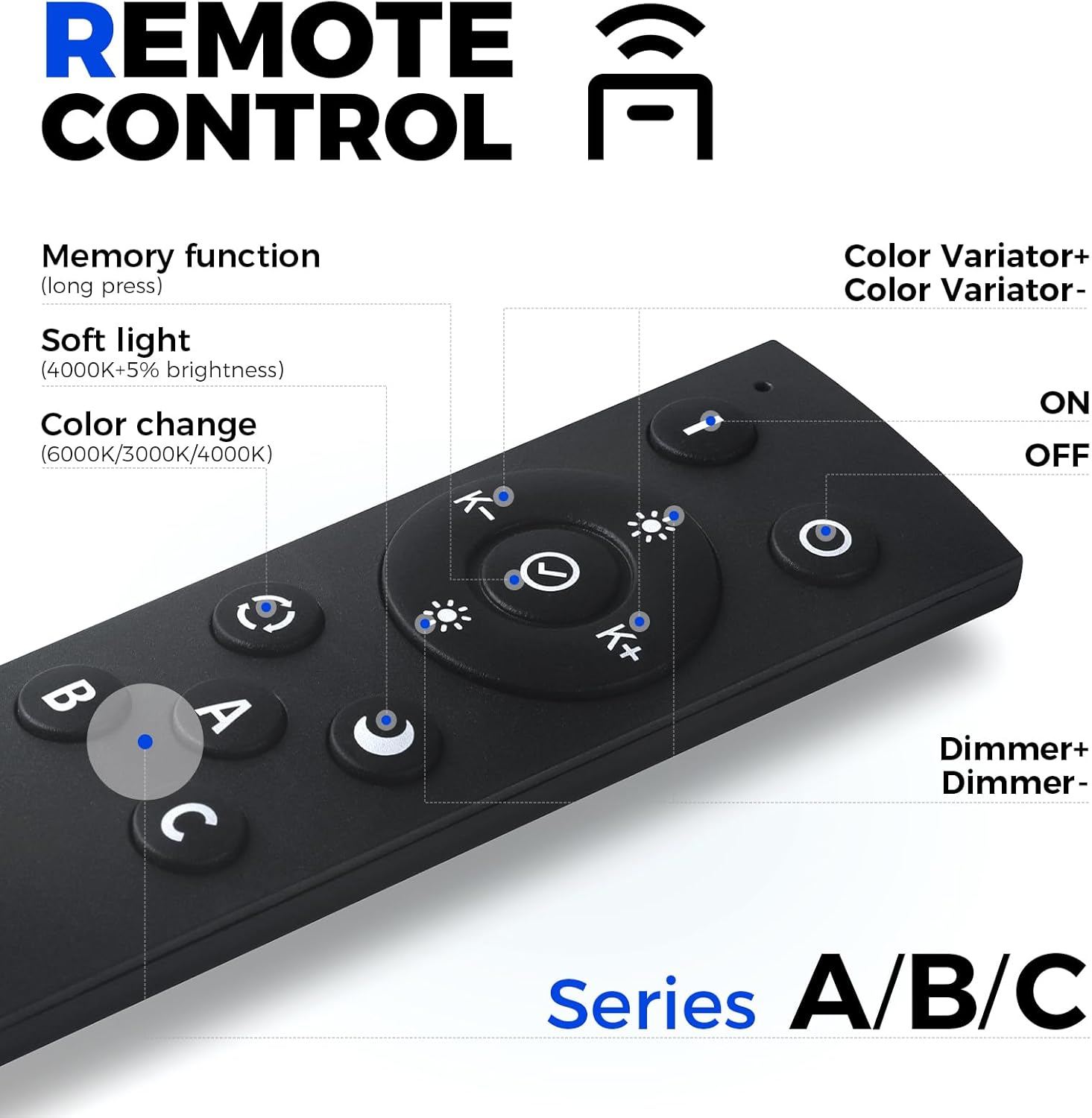 Barrina 7566 Remote Series 4FT Linear LED Light with Remote, 2nd-Generation, 50W 5800LM, Seamless Connection, 3000K to 6000K Color Changing, Linkable Suspended Lighting for Garage Gym, Black, 1 Pack
