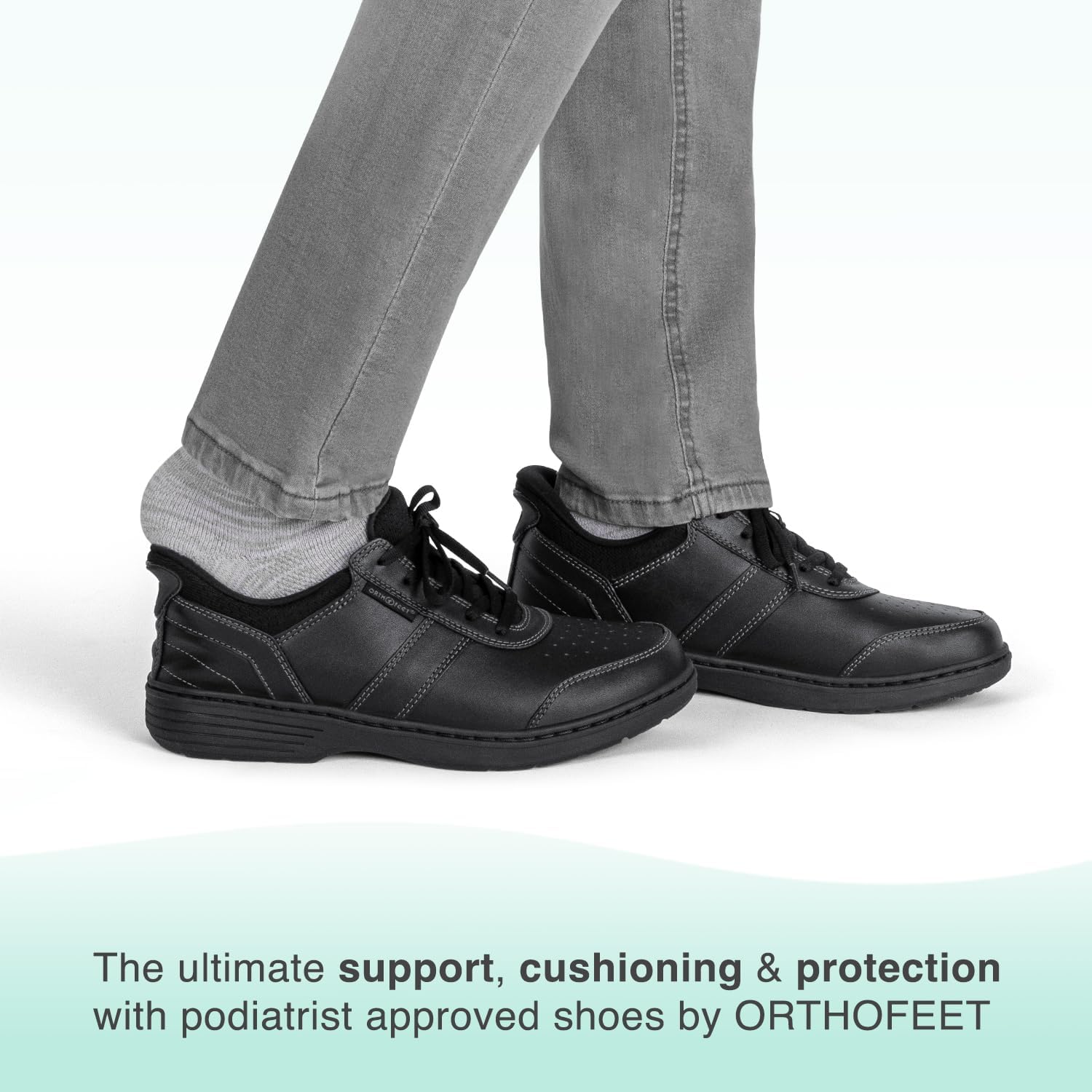 Orthofeet Men's Orthopedic Black Leather Pierre Hands-Free Casual Shoe - Image 2