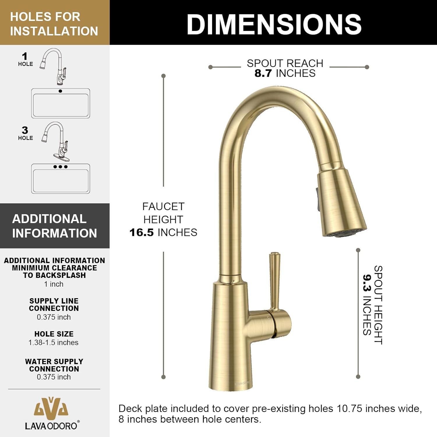 Brushed Gold Soap Dispenser for Kitchen Sink, Modern Kitchen Sink Faucet with Magnetic Docking Spray 2-Function, KF241-SG-21