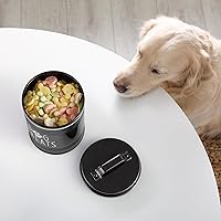 Vista 7 de Recipiente hermético para golosinas de perros pequeños - 6" de alto X 4.9" redondo, frasco negro para golosinas de perros para encimera de cocina