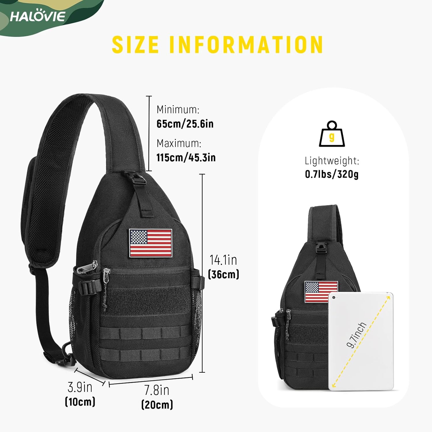 HALOVIE Crossbody Sling Bag Anti Theft RFID Sling Backpack Lightweight Travel Hiking EDC Tactical Chest Shoulder Pack Gift for Men - Image 6