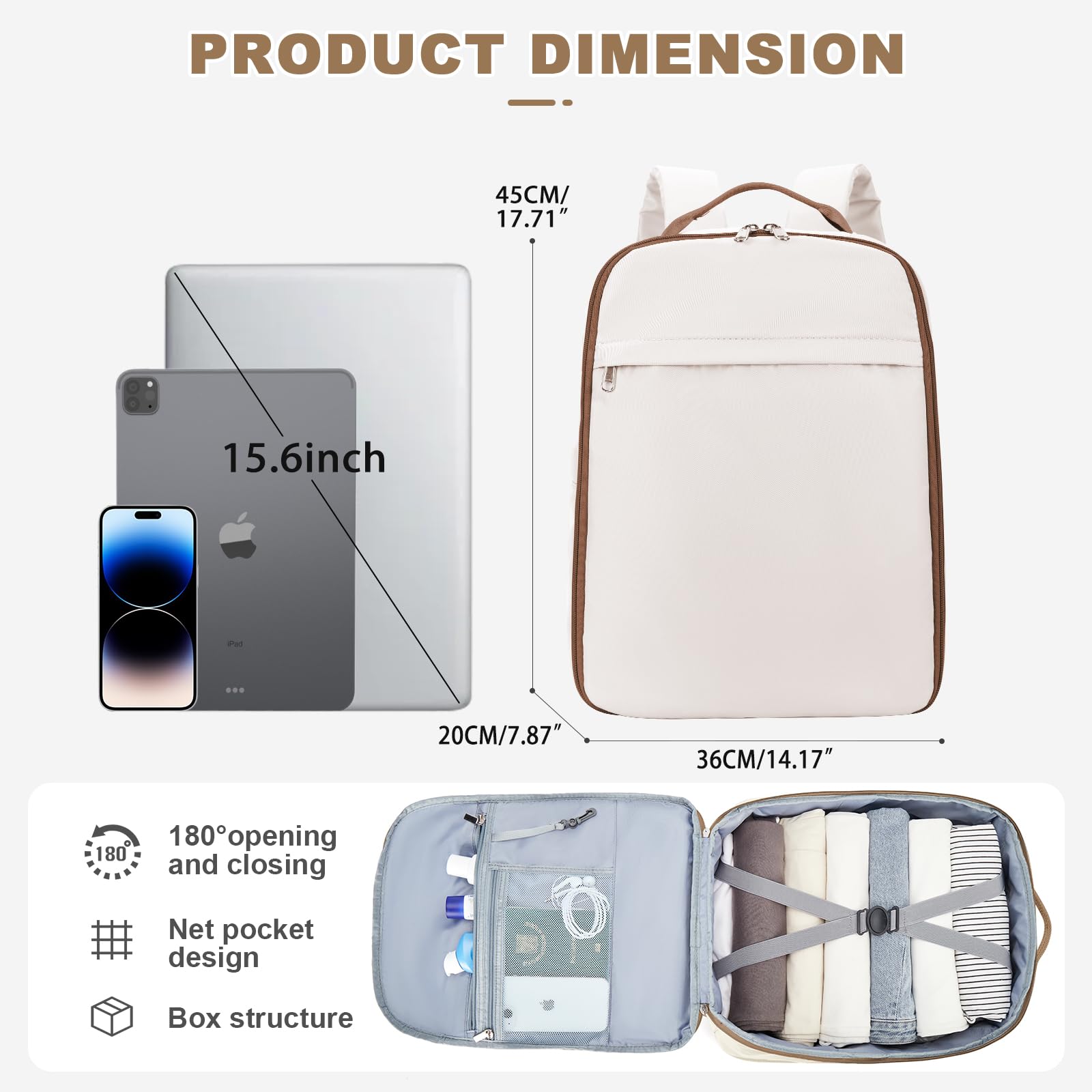 SZLX Zaino Ryanair 40x20x25 e 45x36x20 - Bagaglio a Mano Donna e Uomo, Borsa da Cabina Impermeabile per Laptop 14 Pollici, Zaino da Viaggio