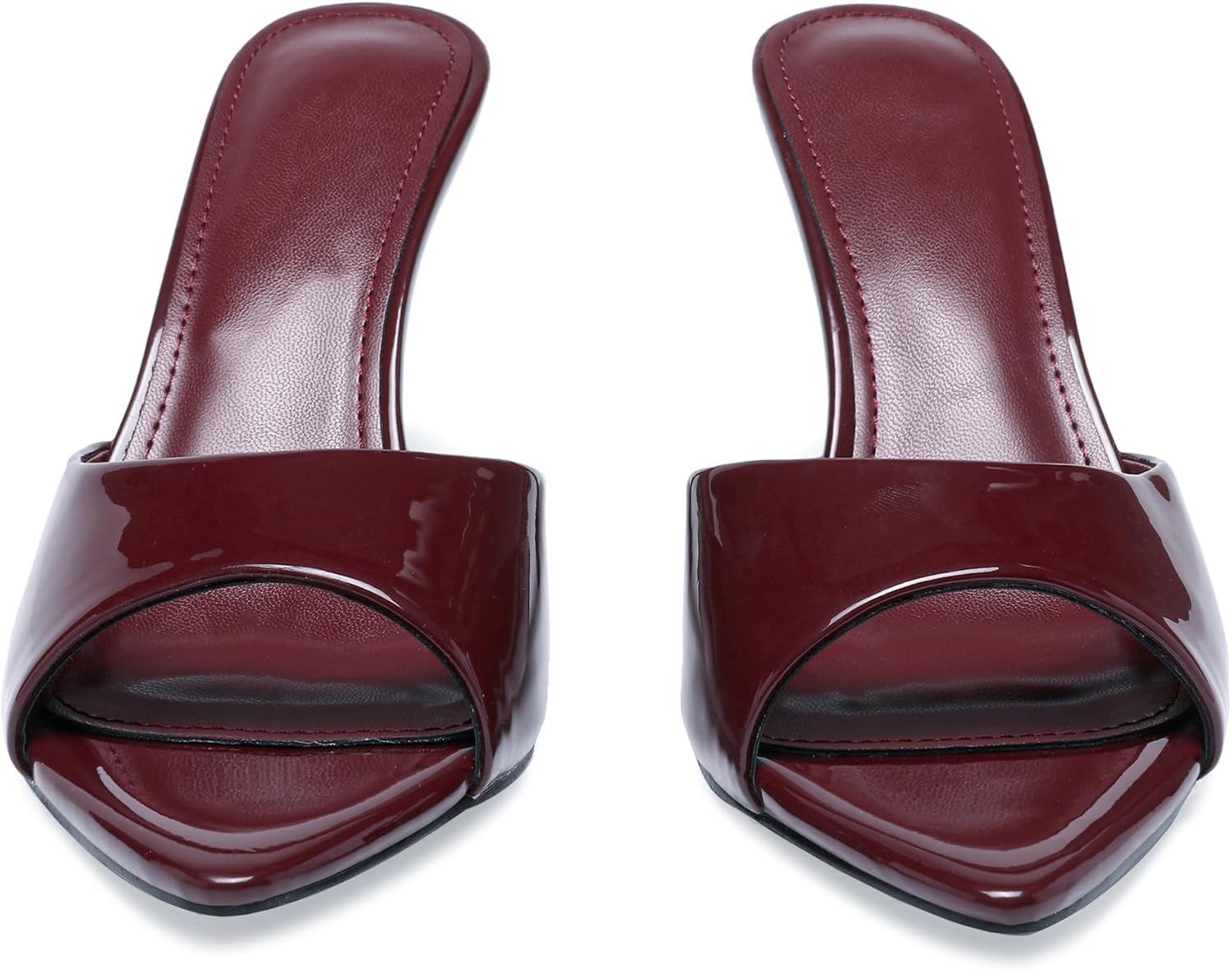 High Heel Mules for Women Slip On Open Pointed Toe Classy Patent Leather Stiletto Pumps Formal Slingback Mule Sandals Dress Walking Shoes - Image 7