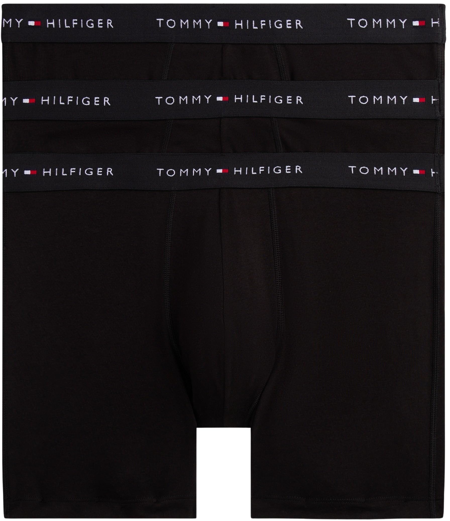 Tommy Hilfiger 3 Pack Signature Cotton Boxer Briefs, Black, Size 2Xl, Men