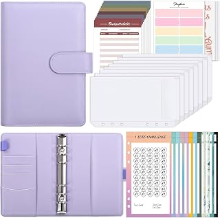 SKYDUE Budget Planner Deutsch, Sparchallenge Budgetplaner, Sparbuch Für Geld Finanzplaner, Haushaltsbuch Mit Geldfächer, Cash Stuffing Challenge Binder, Sparbuch Umschlagmethode(Lila)