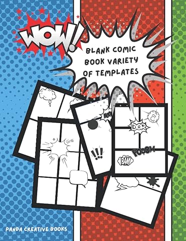 Blank Comic Book Variety Of Templates Blank Comic Books For Kids - Black Background - Large Size 8,5" x 11"