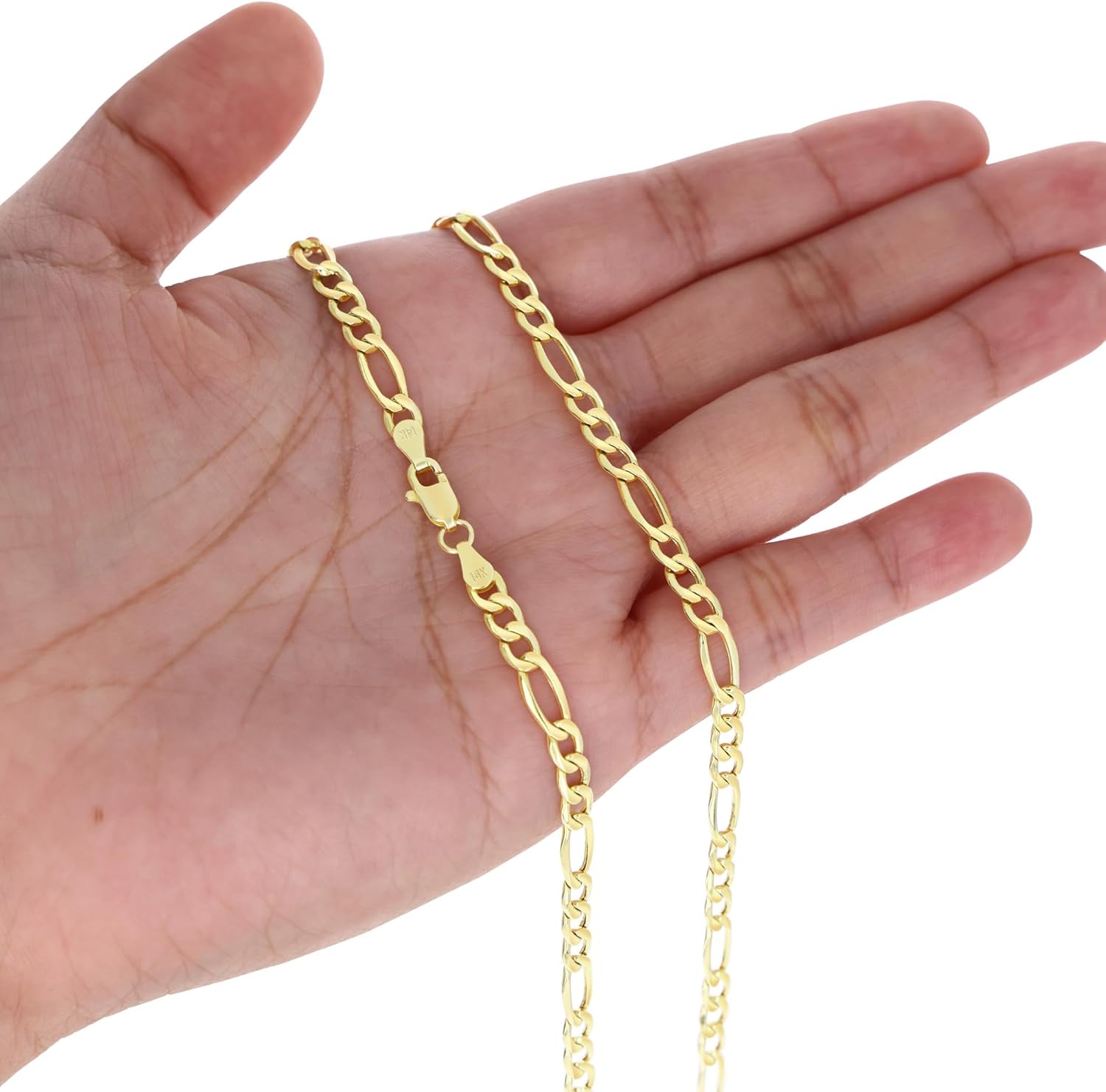 Nuragold 14K Real Yellow Gold Figaro Link Chain Bracelet 7"-9" (3.5mm-7.5mm) Italian Jewelry for Men & Women