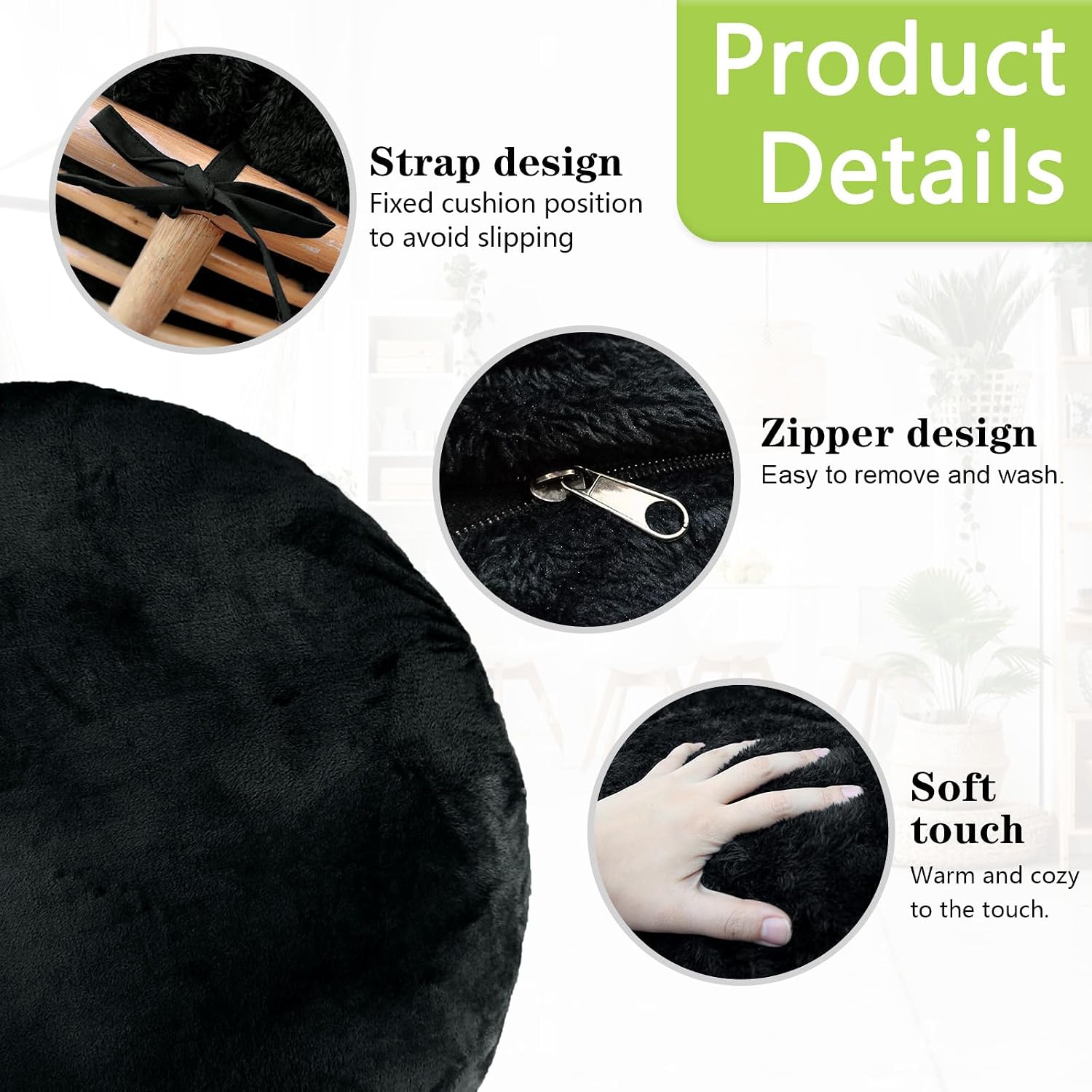 Shaggy Cover for Papasan Cushion, Shaggy Papasan Chair Cushion Cover, Fluffy Plush Faux Fur Zippered Slipcover Only, Removable Papasan Cushion Covers (D, 55 * 55in)