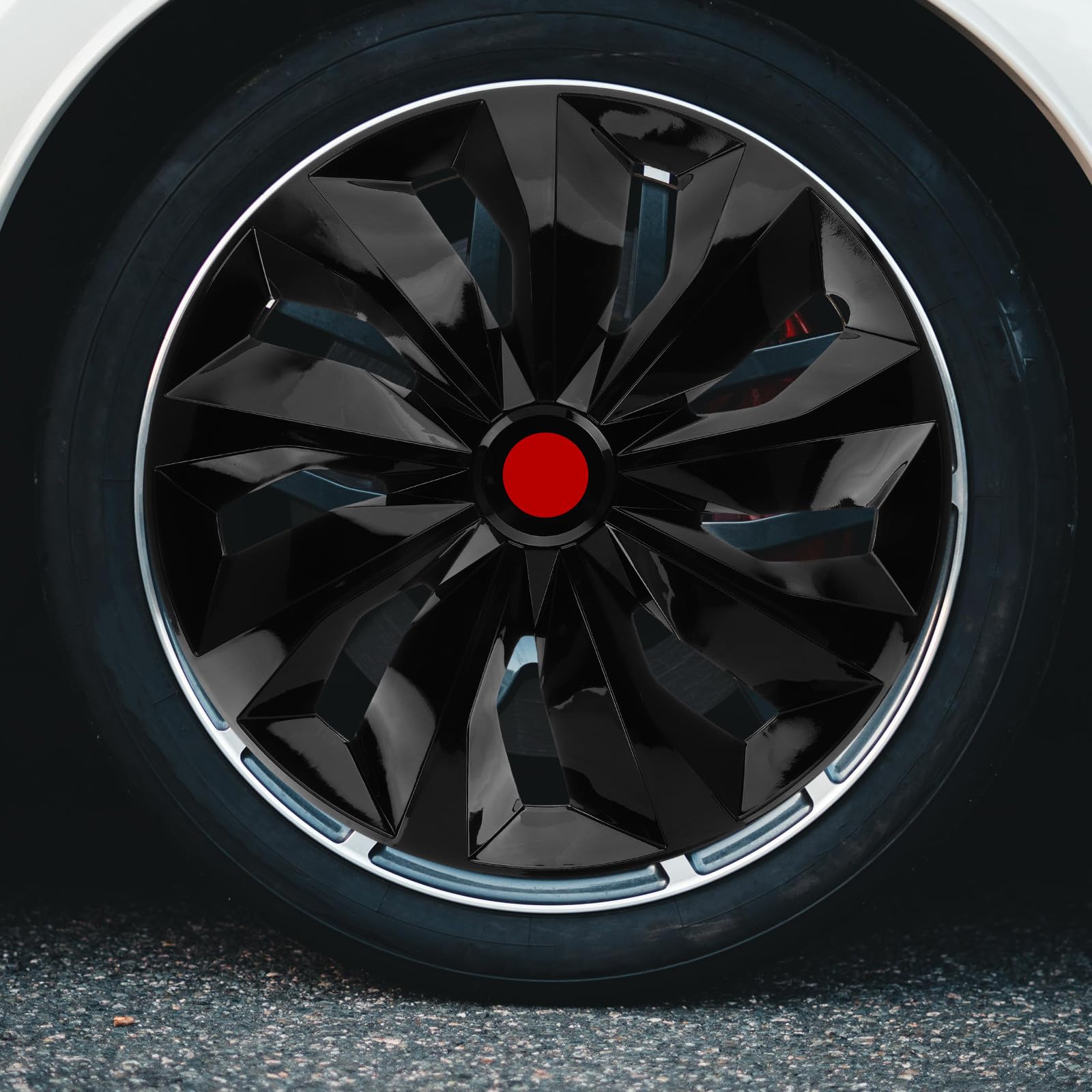HEMOTON Enjoliveurs Universels de Roue Noir Brillant 15 Pouces en PP pour Voiture, Cache Jante Élégant et Robuste, pour L'extérieur Automobile Style Aléatoire