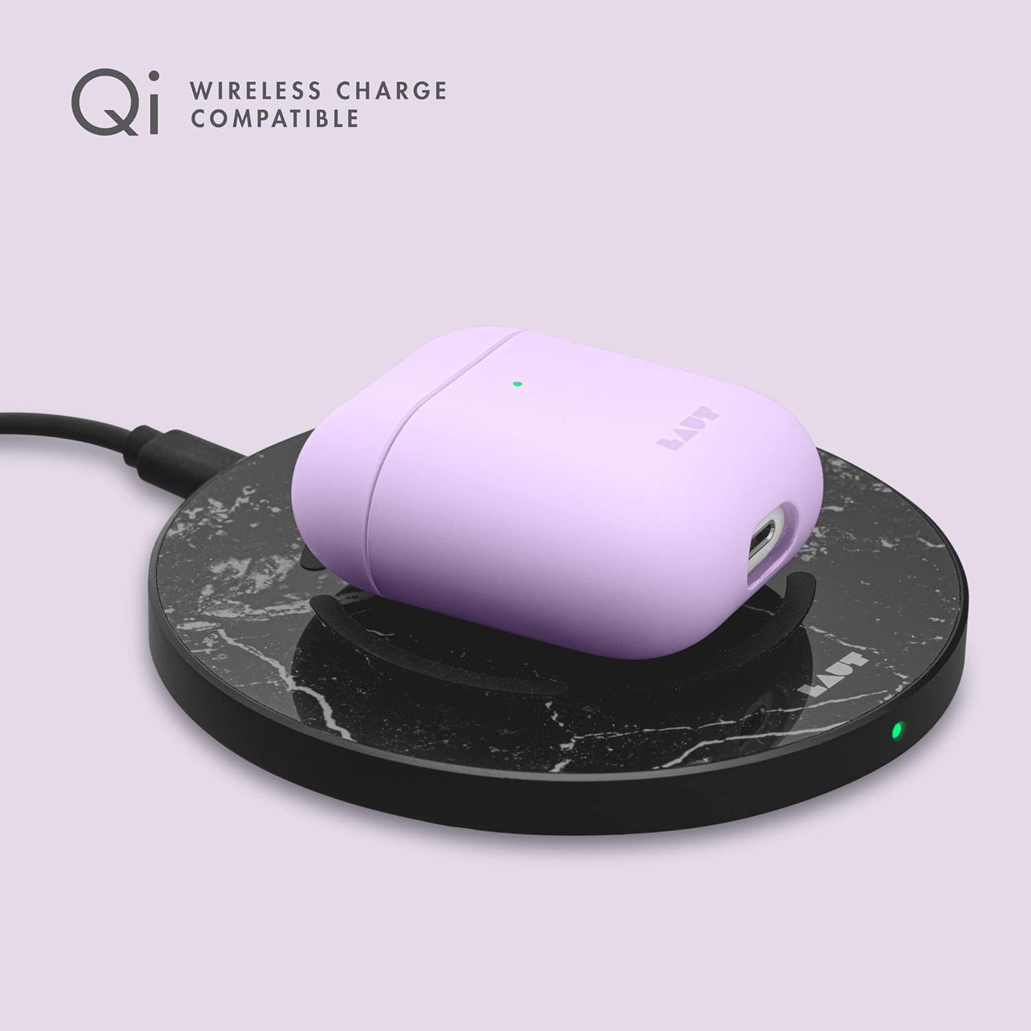 LAUT - HUEX Pastels for AirPods 2 and 1 Charging Case | Silky Rubber Finish | Ultra Lightweight | Front LED Visible (Baby Blue)