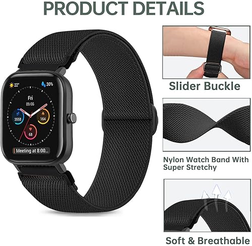 Miniatura 4 de TUCOMO Correas de reloj de nailon elásticas trenzadas compatibles con Amazfit GTSGTS 2GTS 2 miniGTS 2eGTS 3GTS 4GTS 4 mini, correas de tela elástica