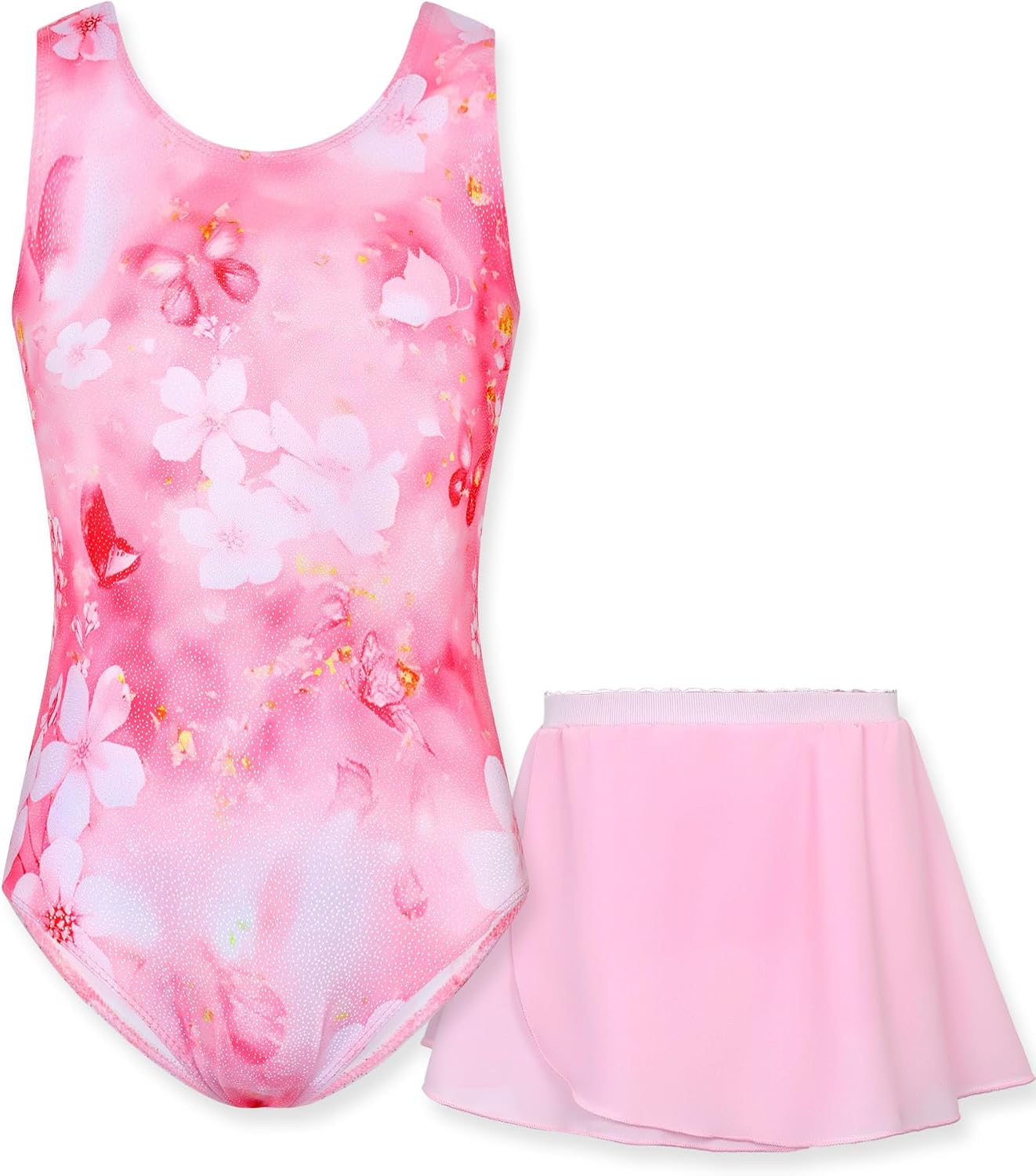 Gymnastics Leotards for Girls with Removable Skirt 2-in-1 Dance Ballet Performance Outfit Ages 2-12 Years