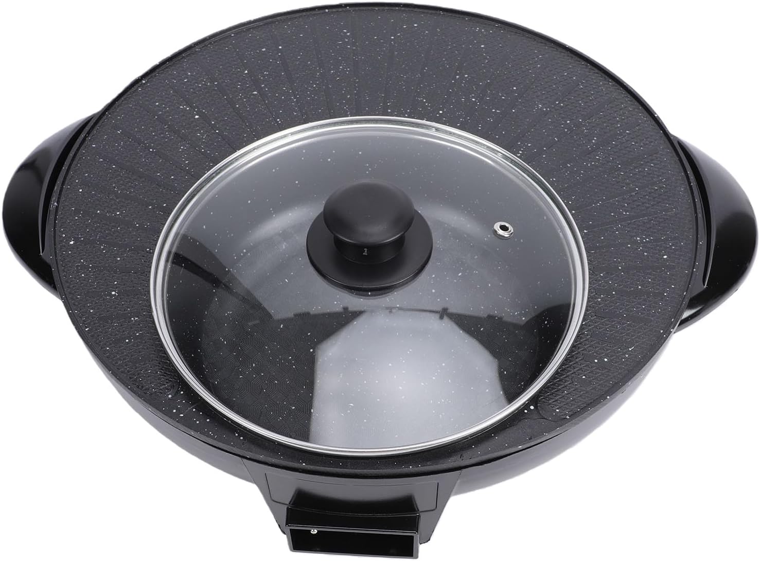 Zerodis Barbecue Grill 2 in 1 Electric Pot Griddle with Cover Fast Even Heating 5 Adjustable Temperature Settings Large Capacity Baking Tray for Shabu Shabu and Noodles Hot Pot with (US Plug 110V)