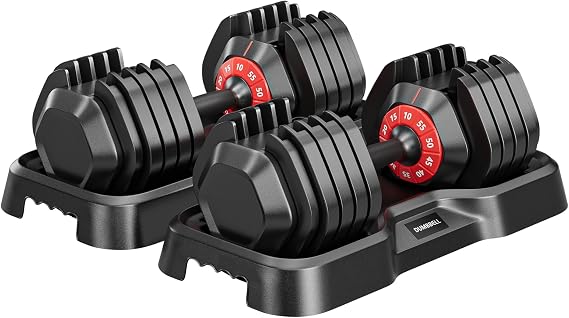 ChicFurnit 55LB Dumbbell, Adjustable Dumbbell Set, Free Dumbbell with Weights Change, Black Dumbbell with Secure Lock Slots, Adjustable Dumbbell for Men and Women for Home Gym, Black