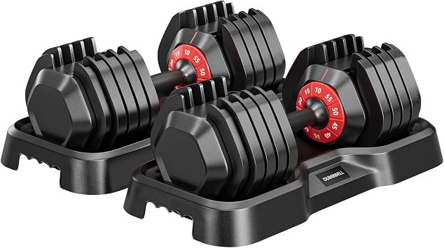 ChicFurnit 55LB Dumbbell, Adjustable Dumbbell Set, Free Dumbbell with Weights Change, Black Dumbbell with Secure Lock Slots, Adjustable Dumbbell for Men and Women for Home Gym, Black
