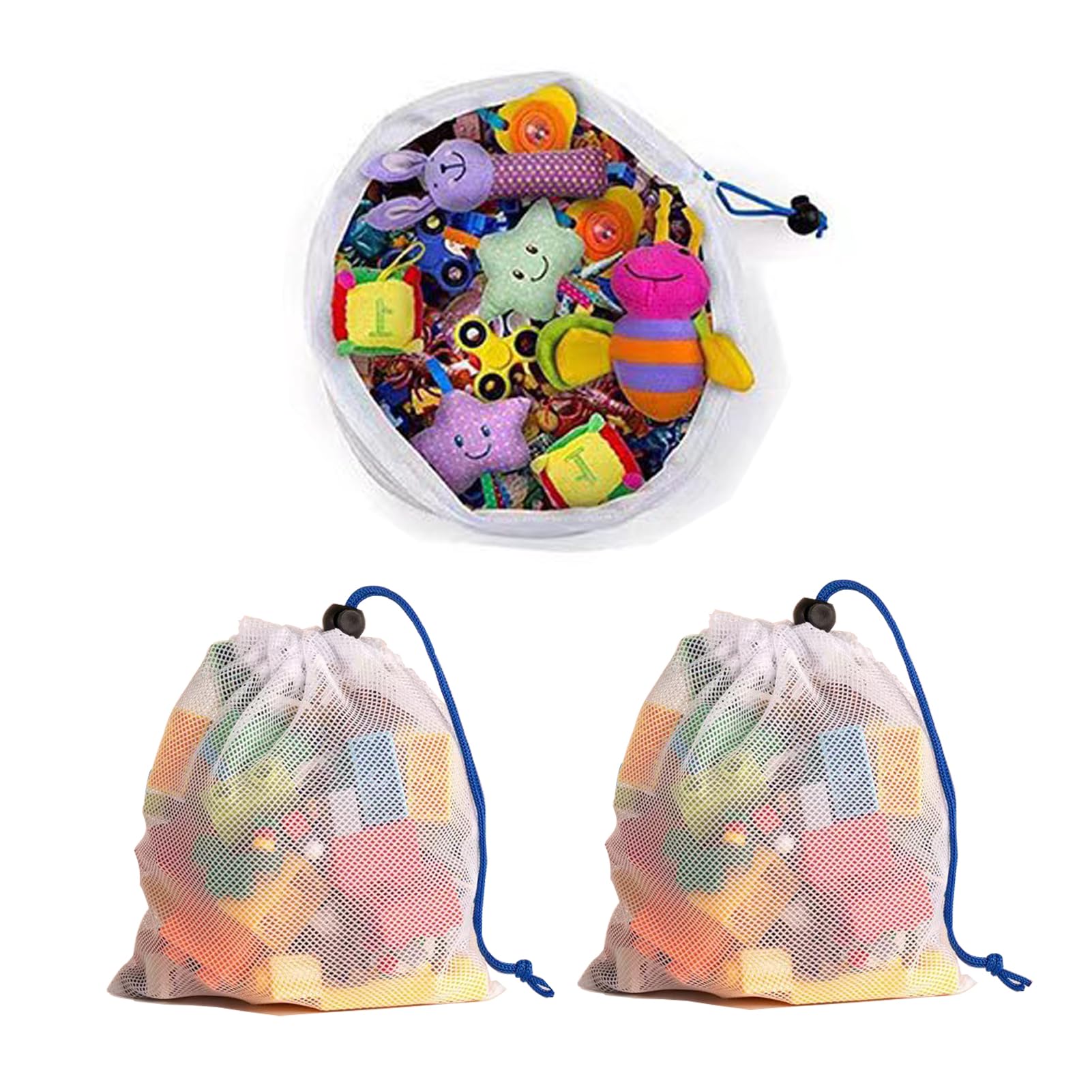 4Pcs Drawstring Mesh Storage Bags, 50cm x 60cm Organizer for Sport Swimming, Beach, Travel and Toys Organization