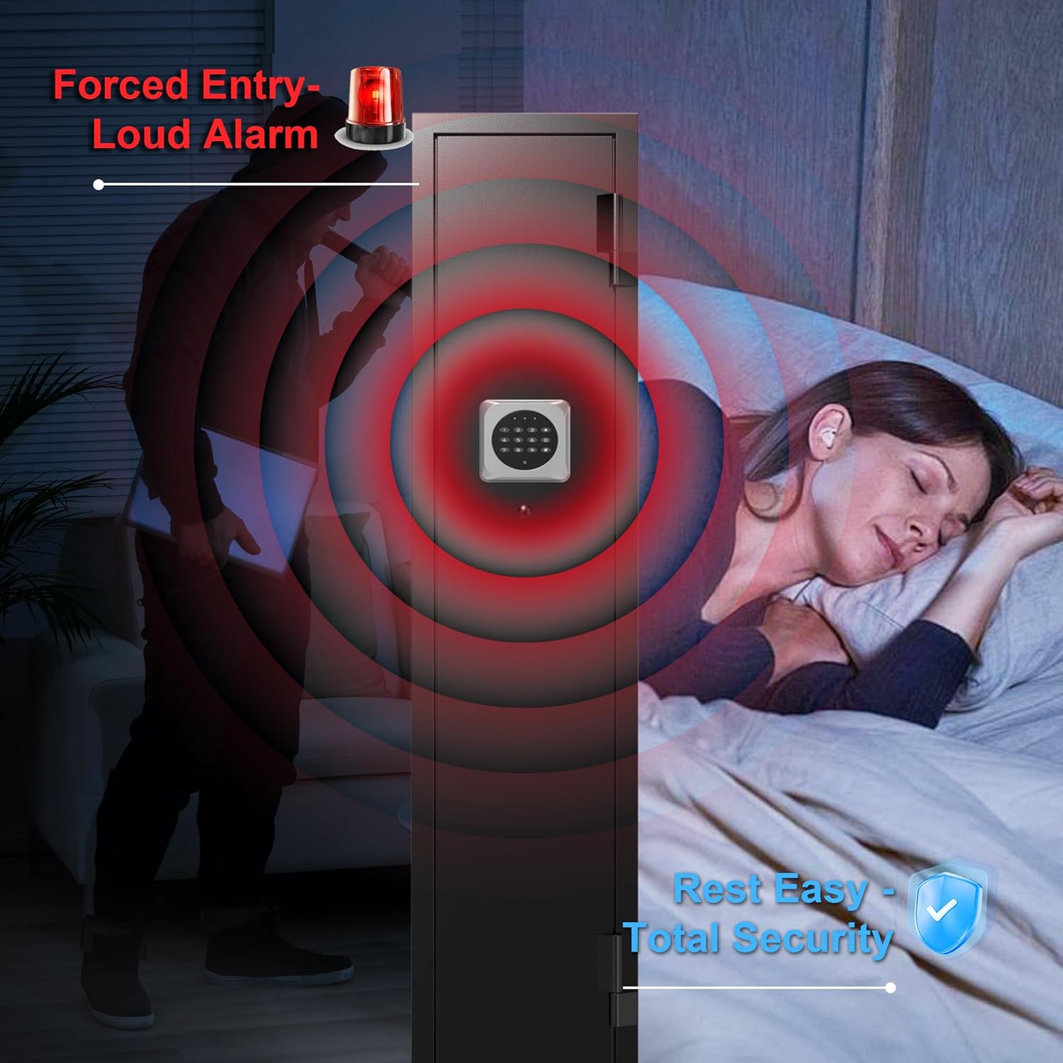 2-3 Gun Safe for Rifles with No Assembly Needed, 52”H Long Rifle Safes for Home, Quick Access Gun Safes, Rifle Gun Safe with Removable Shelf, Gun Cabinet with Anti-Theft Alarm