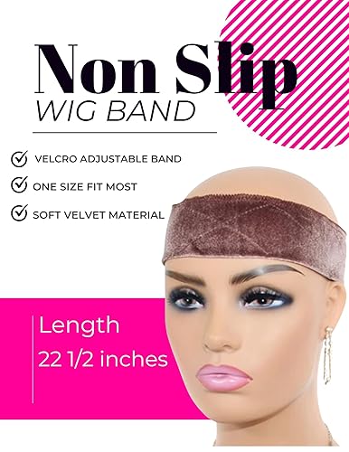 Miniatura 6 de MRS GWEN HAIR - Juego de 3 pelucas de terciopelo antideslizantes con banda de seguridad ajustable con banda de velcro y 2 gorras de peluca, gorras