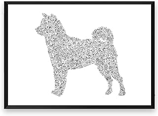 Shiba Inu print with doodles inside the portrait | Plenty of details about the japanese Dog | hard to find gift black and white illustration art poster