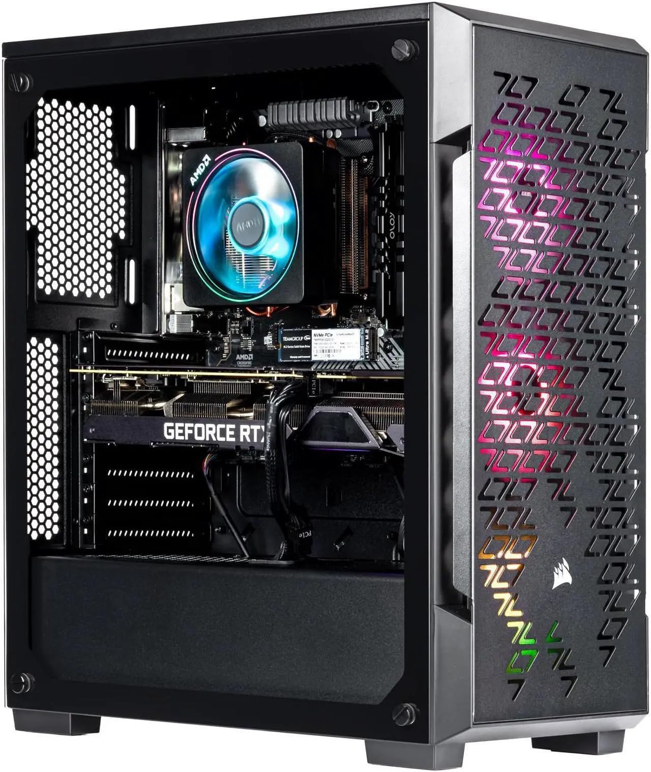 Velztorm Fultix - PC da gioco prefabbricato, AMD Ryzen 5, GeForce RTX 5060 | RAM DDR4 da 32 GB, SSD PCIe da 1 TB, ventole RGB, PSU 750W, WiFi 5, Bluetooth 4.2, RJ-45, HDMI, Win 11 Pro