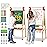 JOYOOSS Kids Wooden Easel with Paper Roll - Adjustable Magnetic Double Sided Drawing Board Whiteboard & Chalkboard Dry Easel Board,Children Art Easel for 3~12 Years Kids Boys Girls Painting Drawing