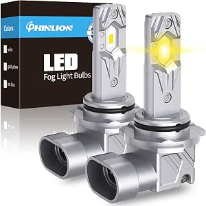 PHINLION 9006 LED Fog Light Bulbs, 12000 Lumens, 3000K Golden Yellow, Pack of 2
