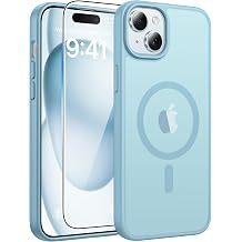 FNTCASE for iPhone 15 Case for iPhone 14 Case & iPhone 13 Case [Compatible with Magsafe] Translucent Matte Cases with [Screen Protector] Military Grade Shockproof Protective Phone Cover - Teal