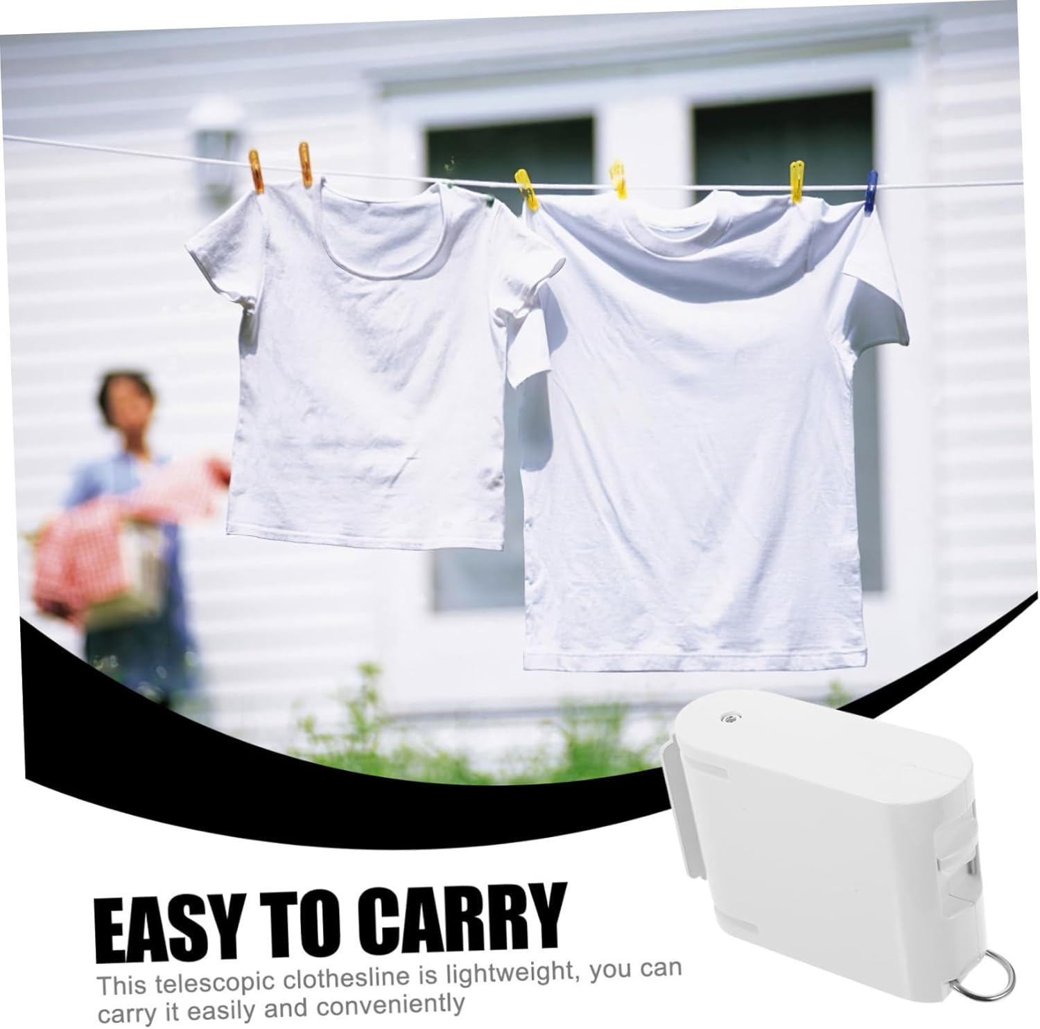 Cabilock Camping Clothes Drying Rope Retractable Outdoor Clothesline Wall Mounted Clothes Line TPU Indoor Outdoor