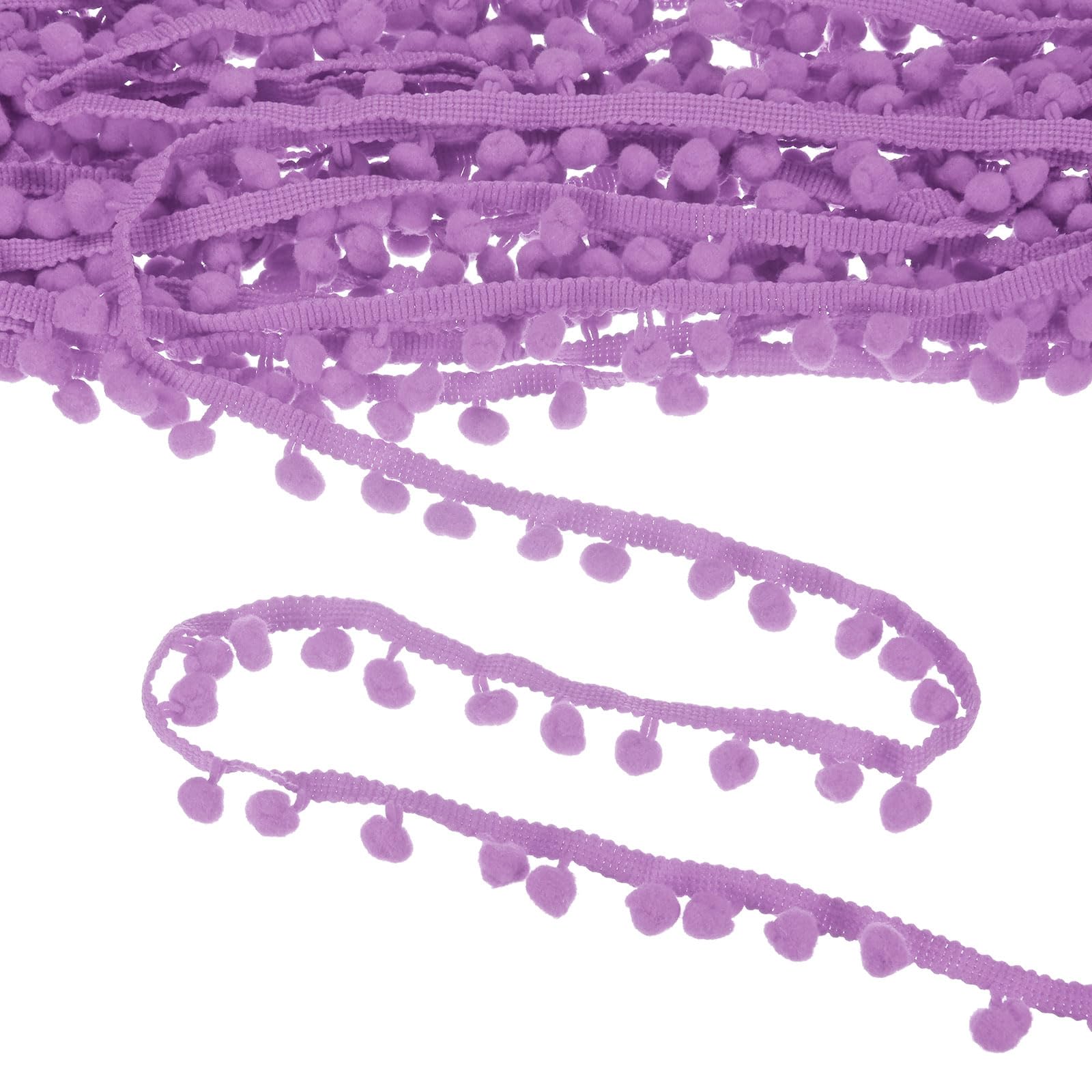 M METERXITY Pom Pom Ball Fringe Trim, 20 Yards 8mm Ball Fringe Trim Ribbon Sewing Accessory for Home Decoration/DIY Crafts/Curtain/Pillow [Medium Purple]