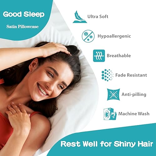 Vista 69 de Funda de almohada de satén para cabello y piel, más suave que la funda de almohada de seda de morera, 1 paquete, funda de almohada de satén con Rosa