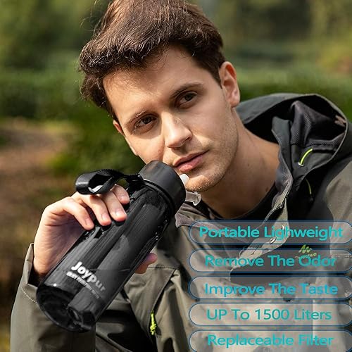 Miniatura 6 de Botella de agua portátil de ultra filtración de 0.01 m  Botella de agua reutilizable sin BPA filtrada de 4 etapas  para supervivencia, senderismo,